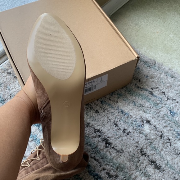 Over the knee boots. Woman’s U.S. size 11. Never worn. Taupe I’m color. - Picture 2 of 4